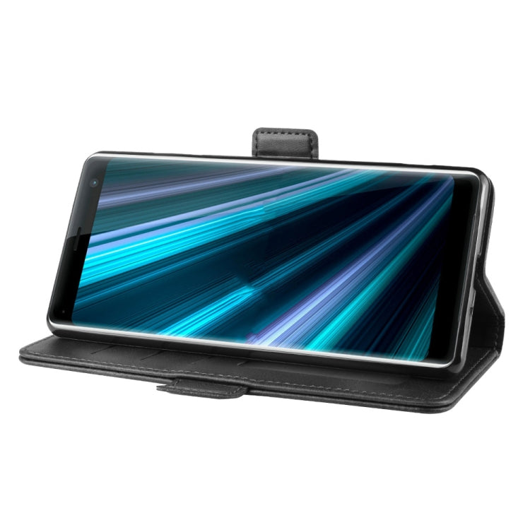 For Sony Xperia XZ3 Double Buckle Crazy Horse Business Mobile Phone Holster with Card Wallet Bracket Function