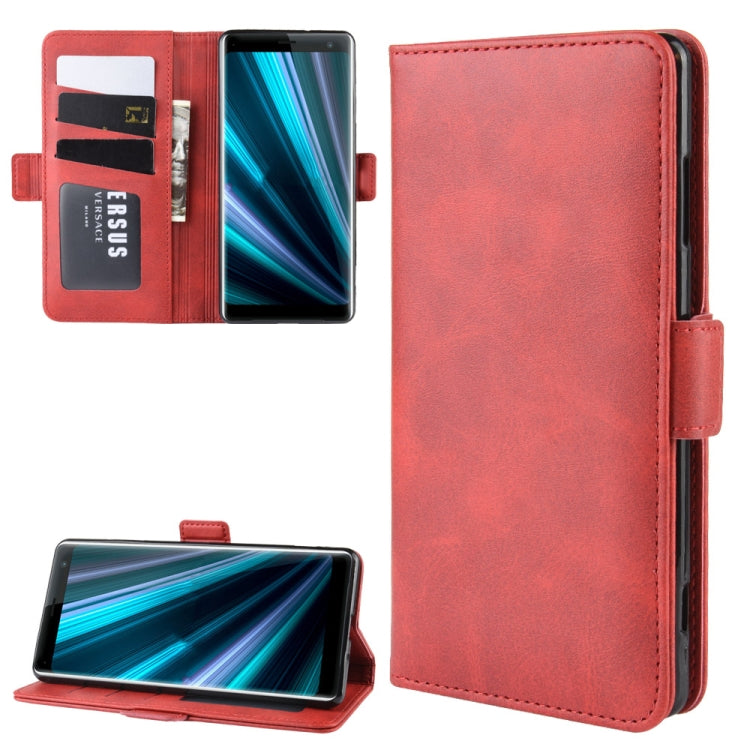 For Sony Xperia XZ3 Double Buckle Crazy Horse Business Mobile Phone Holster with Card Wallet Bracket Function