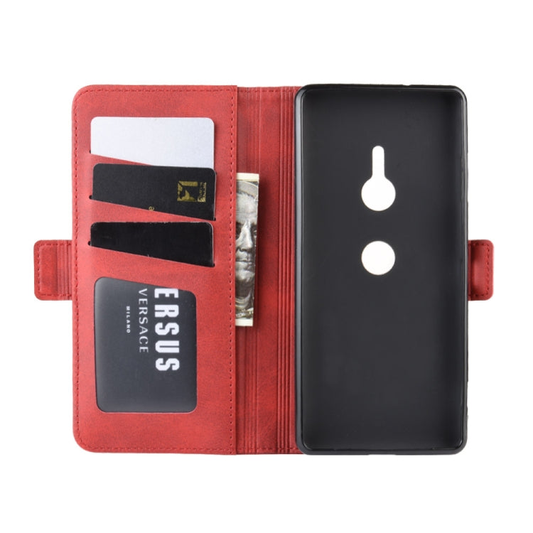 For Sony Xperia XZ3 Double Buckle Crazy Horse Business Mobile Phone Holster with Card Wallet Bracket Function