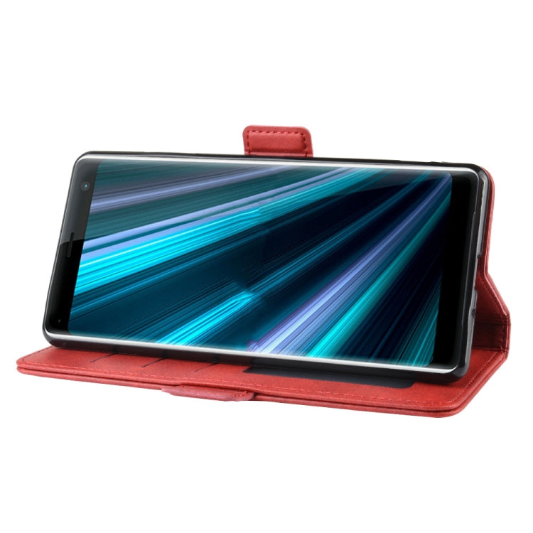 For Sony Xperia XZ3 Double Buckle Crazy Horse Business Mobile Phone Holster with Card Wallet Bracket Function