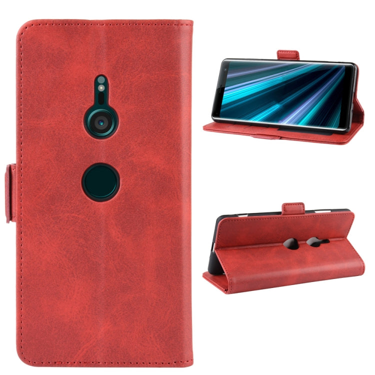 For Sony Xperia XZ3 Double Buckle Crazy Horse Business Mobile Phone Holster with Card Wallet Bracket Function