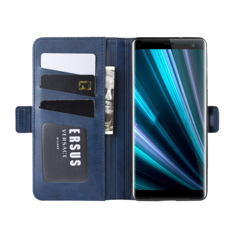 For Sony Xperia XZ3 Double Buckle Crazy Horse Business Mobile Phone Holster with Card Wallet Bracket Function