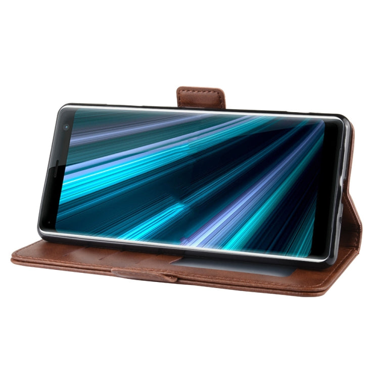 For Sony Xperia XZ3 Double Buckle Crazy Horse Business Mobile Phone Holster with Card Wallet Bracket Function