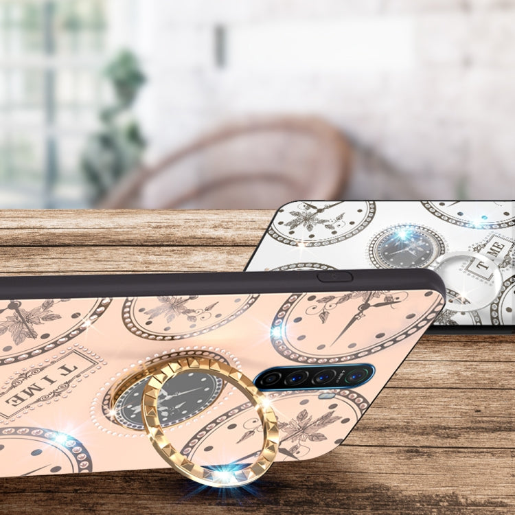 For OPPO Reno ACE / Realme X2 Pro Fashion Clock Pattern Rhinestone Mobile Phone Shell with Bracket / Hand Rope / Lanyard