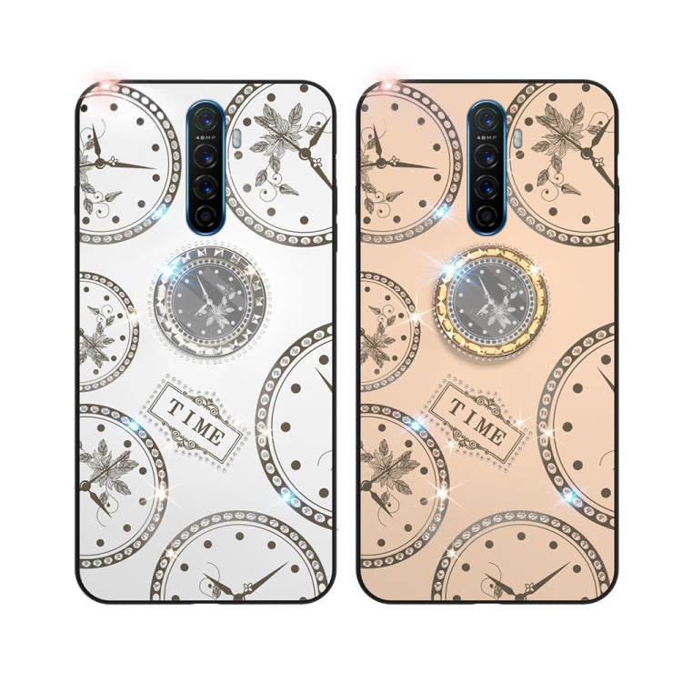 For OPPO Reno ACE / Realme X2 Pro Fashion Clock Pattern Rhinestone Mobile Phone Shell with Bracket / Hand Rope / Lanyard