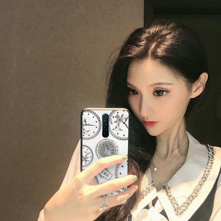 For OPPO Reno ACE / Realme X2 Pro Fashion Clock Pattern Rhinestone Mobile Phone Shell with Bracket / Hand Rope / Lanyard