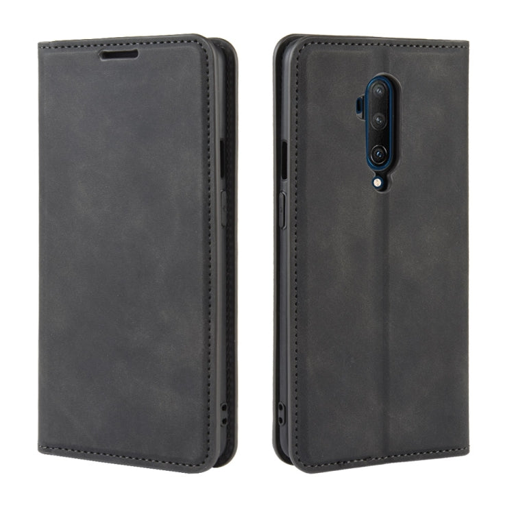 For OnePlus 7T Pro Retro-skin Business Magnetic Suction Leather Case with Purse-Bracket-Chuck