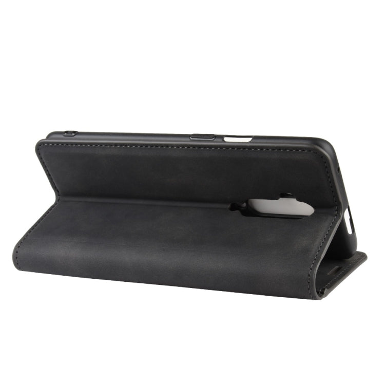 For OnePlus 7T Pro Retro-skin Business Magnetic Suction Leather Case with Purse-Bracket-Chuck