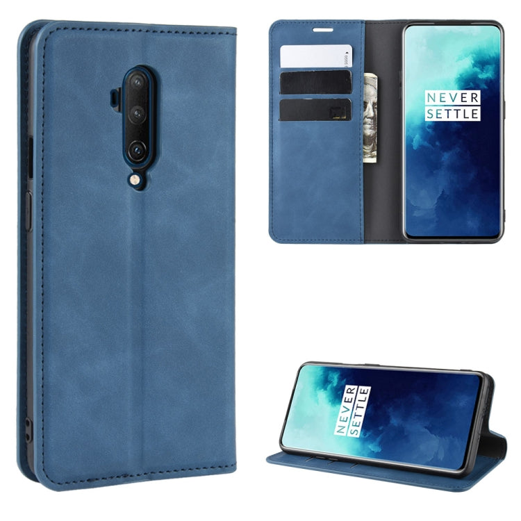 For OnePlus 7T Pro Retro-skin Business Magnetic Suction Leather Case with Purse-Bracket-Chuck
