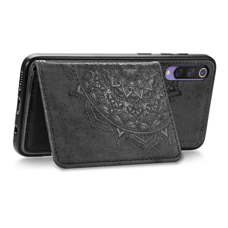 For Xiaomi Mi 9 SE Mandala Embossed Magnetic Cloth PU + TPU + PC Case with Holder & Card Slots & Wallet & Photo Frame & Strap