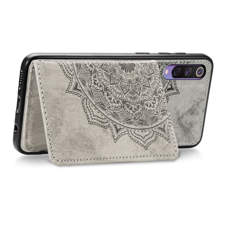 For Xiaomi Mi 9 SE Mandala Embossed Magnetic Cloth PU + TPU + PC Case with Holder & Card Slots & Wallet & Photo Frame & Strap
