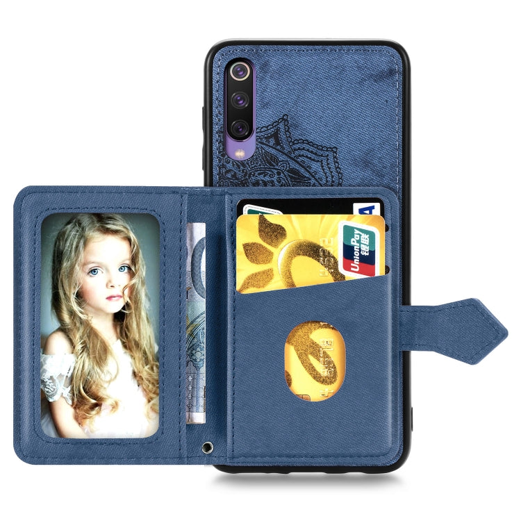 For Xiaomi Mi 9 SE Mandala Embossed Magnetic Cloth PU + TPU + PC Case with Holder & Card Slots & Wallet & Photo Frame & Strap