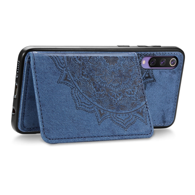 For Xiaomi Mi 9 SE Mandala Embossed Magnetic Cloth PU + TPU + PC Case with Holder & Card Slots & Wallet & Photo Frame & Strap