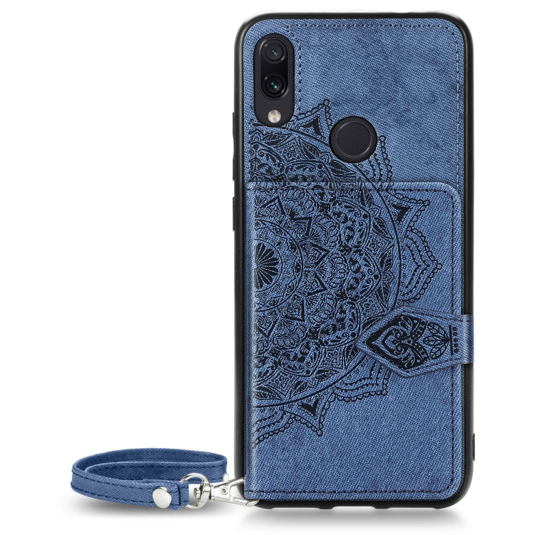 For Xiaomi Redmi Note 7 / Note 7 Pro Mandala Embossed Magnetic Cloth PU + TPU + PC Case with Holder & Card Slots & Wallet & Photo Frame & Strap