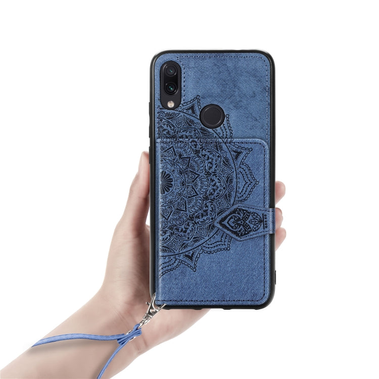 For Xiaomi Redmi Note 7 / Note 7 Pro Mandala Embossed Magnetic Cloth PU + TPU + PC Case with Holder & Card Slots & Wallet & Photo Frame & Strap