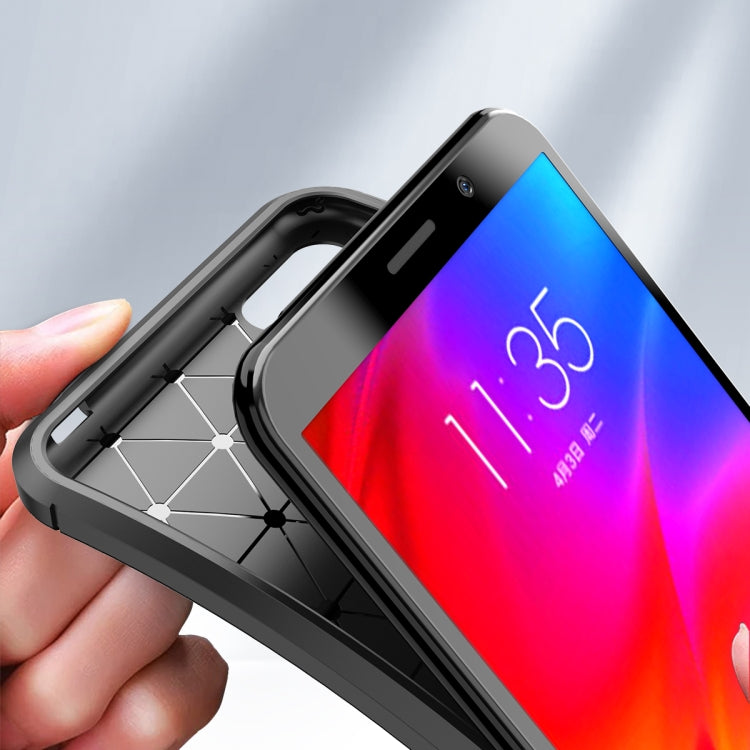 For Motorola Moto E6 Play Carbon Fiber Texture Shockproof TPU Case(Black)