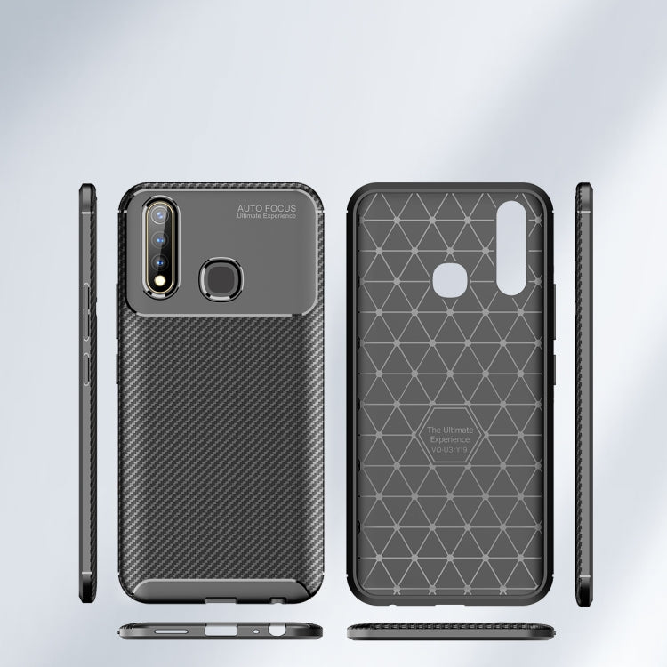 For Vivo U3 / Y19 Carbon Fiber Texture Shockproof TPU Case