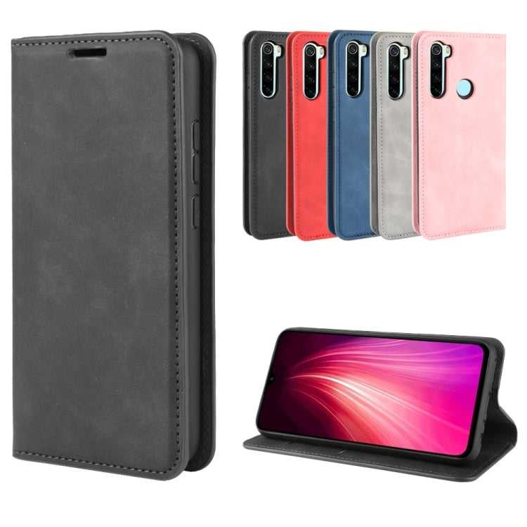 For Xiaomi Redmi Note 8 Retro-skin Business Magnetic Suction Leather Case with Holder & Card Slots & Wallet