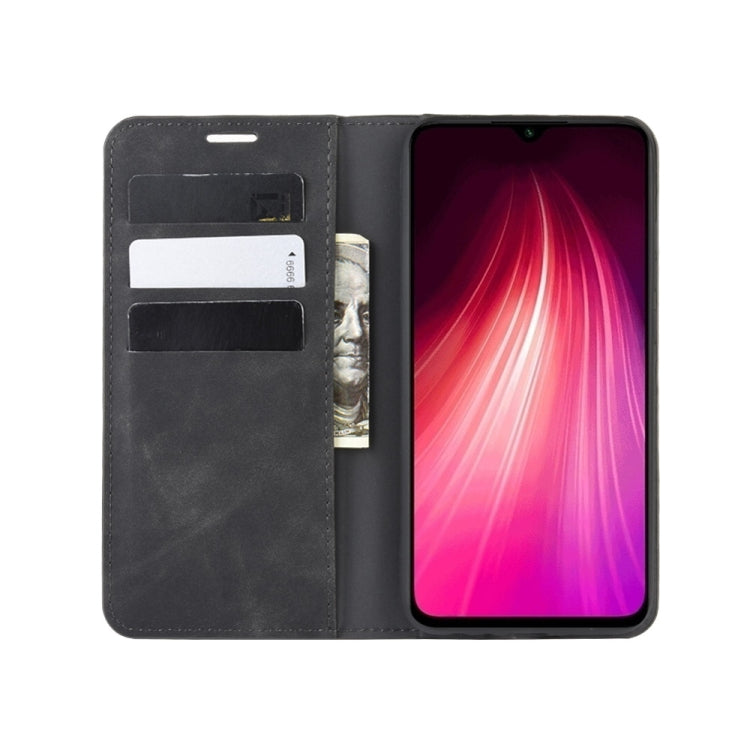 For Xiaomi Redmi Note 8 Retro-skin Business Magnetic Suction Leather Case with Holder & Card Slots & Wallet