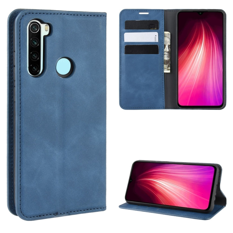 For Xiaomi Redmi Note 8 Retro-skin Business Magnetic Suction Leather Case with Holder & Card Slots & Wallet