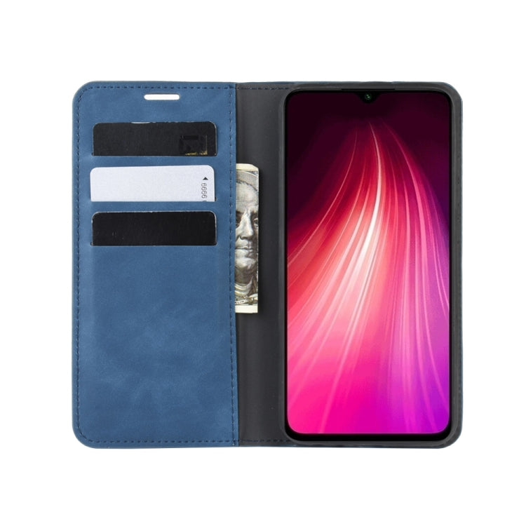 For Xiaomi Redmi Note 8 Retro-skin Business Magnetic Suction Leather Case with Holder & Card Slots & Wallet