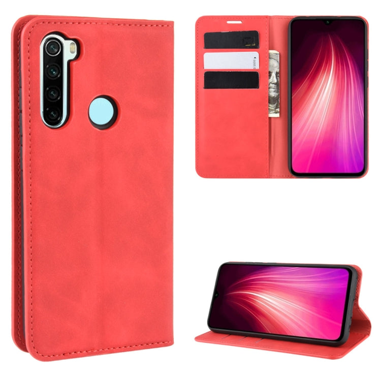 For Xiaomi Redmi Note 8 Retro-skin Business Magnetic Suction Leather Case with Holder & Card Slots & Wallet