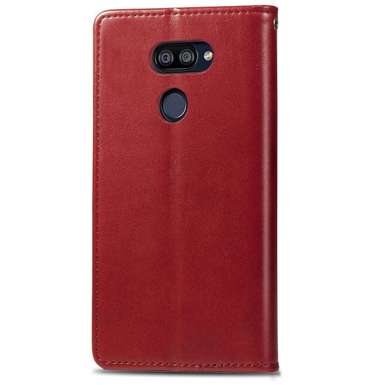 For LG K40S Retro Solid Color Leather Buckle Phone Case with Lanyard & Photo Frame & Card Slot & Wallet & Stand Function