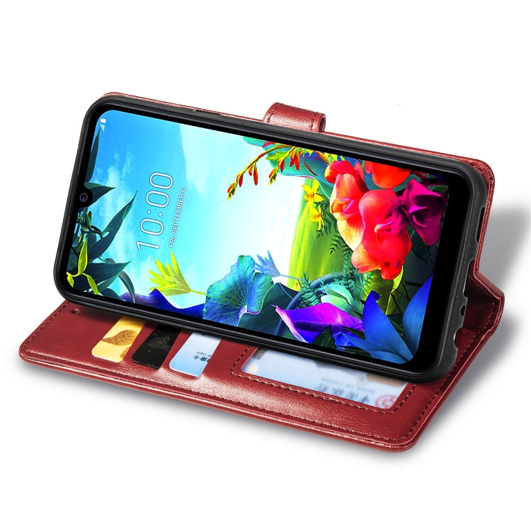 For LG K40S Retro Solid Color Leather Buckle Phone Case with Lanyard & Photo Frame & Card Slot & Wallet & Stand Function