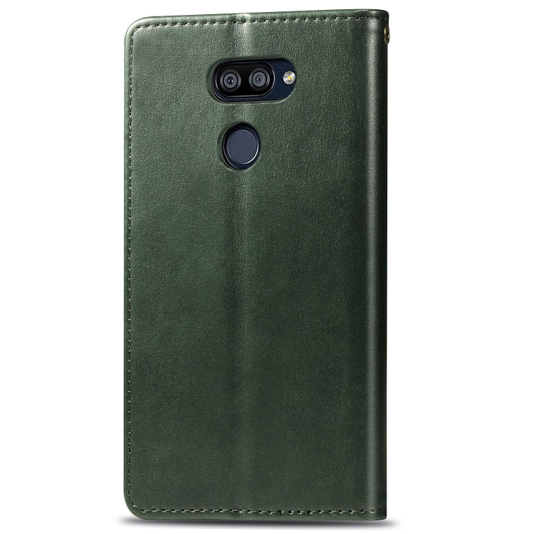 For LG K40S Retro Solid Color Leather Buckle Phone Case with Lanyard & Photo Frame & Card Slot & Wallet & Stand Function