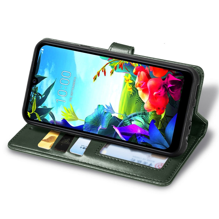 For LG K40S Retro Solid Color Leather Buckle Phone Case with Lanyard & Photo Frame & Card Slot & Wallet & Stand Function