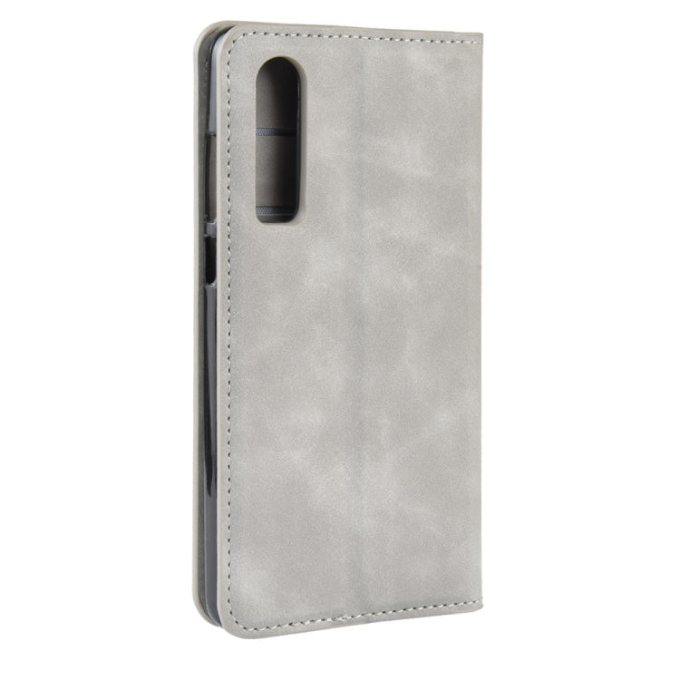 For Huawei P30 Retro-skin Business Magnetic Suction Leather Case with Holder & Card Slots & Wallet