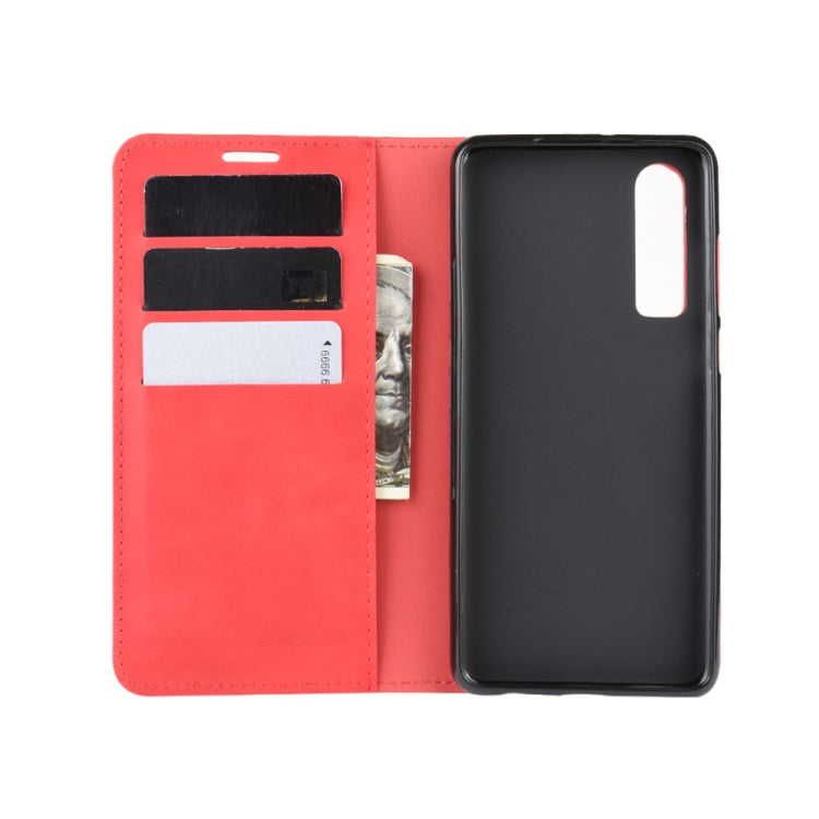 For Huawei P30 Retro-skin Business Magnetic Suction Leather Case with Holder & Card Slots & Wallet