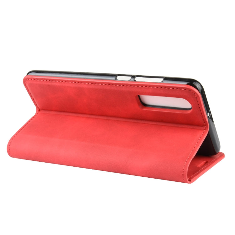 For Huawei P30 Retro-skin Business Magnetic Suction Leather Case with Holder & Card Slots & Wallet