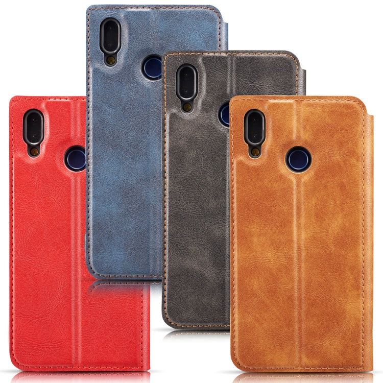 Retro Simple Ultra-thin Magnetic Leather Case with Holder & Card Slots & Lanyard for Huawei Y7 Prime 2019