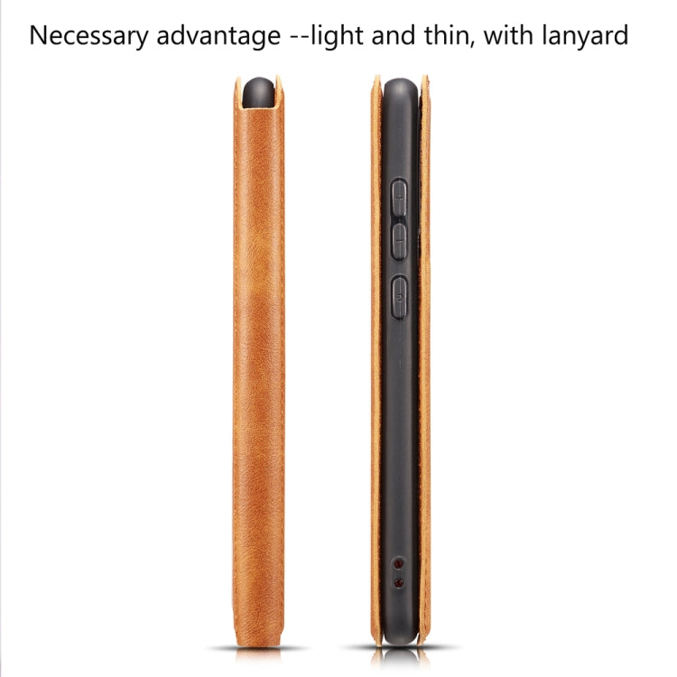 Retro Simple Ultra-thin Magnetic Leather Case with Holder & Card Slots & Lanyard for Huawei Y7 Prime 2019