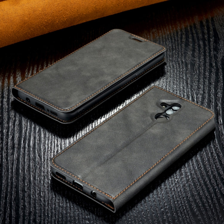 Retro Simple Ultra-thin Magnetic Leather Case with Holder & Card Slots & Lanyard for Huawei Maimang 7