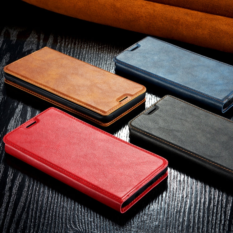 Retro Simple Ultra-thin Magnetic Leather Case with Holder & Card Slots & Lanyard for Huawei Maimang 7