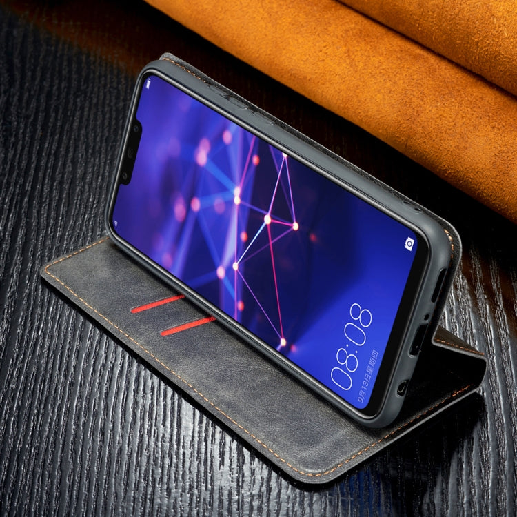 Retro Simple Ultra-thin Magnetic Leather Case with Holder & Card Slots & Lanyard for Huawei Maimang 7