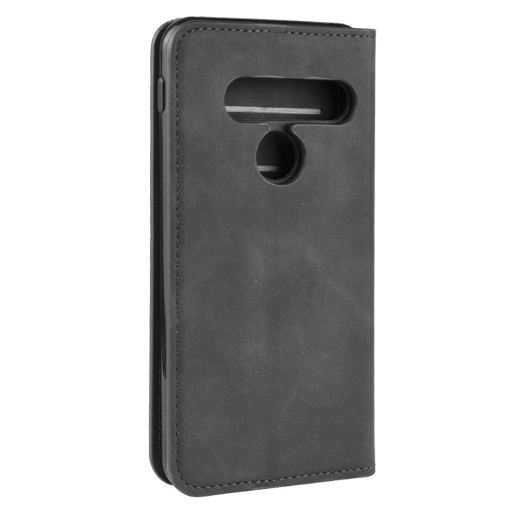 For LG G8S ThinQ Retro-skin Business Magnetic Suction Leather Case with Holder & Card Slots & Wallet