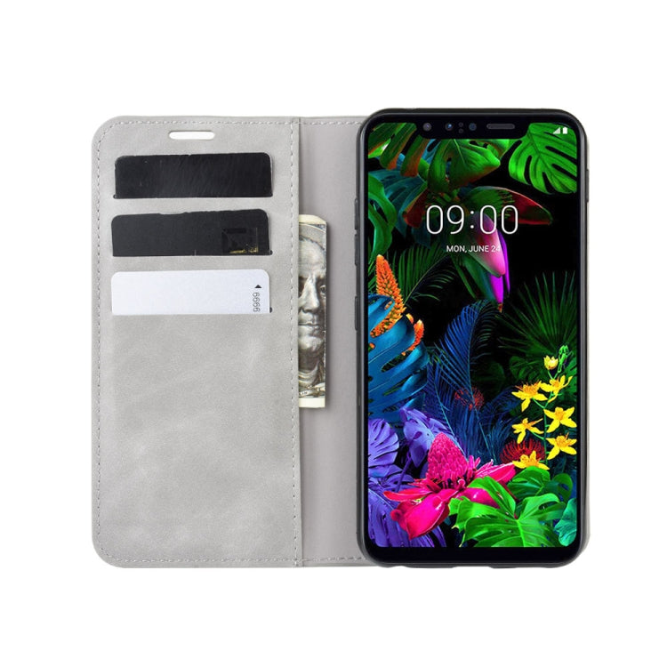 For LG G8S ThinQ Retro-skin Business Magnetic Suction Leather Case with Holder & Card Slots & Wallet