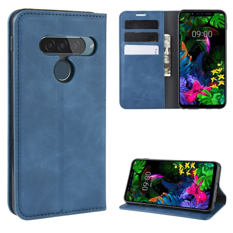 For LG G8S ThinQ Retro-skin Business Magnetic Suction Leather Case with Holder & Card Slots & Wallet