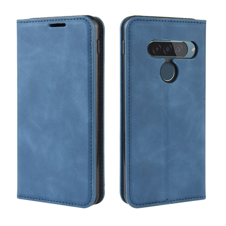 For LG G8S ThinQ Retro-skin Business Magnetic Suction Leather Case with Holder & Card Slots & Wallet