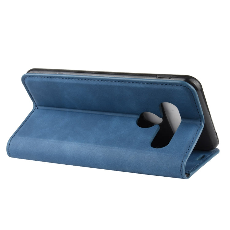 For LG G8S ThinQ Retro-skin Business Magnetic Suction Leather Case with Holder & Card Slots & Wallet