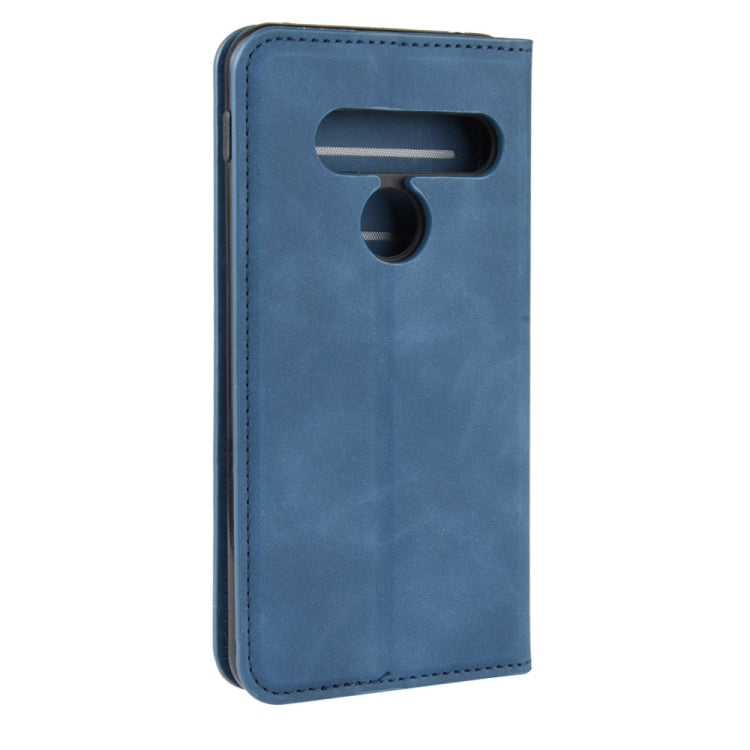 For LG G8S ThinQ Retro-skin Business Magnetic Suction Leather Case with Holder & Card Slots & Wallet