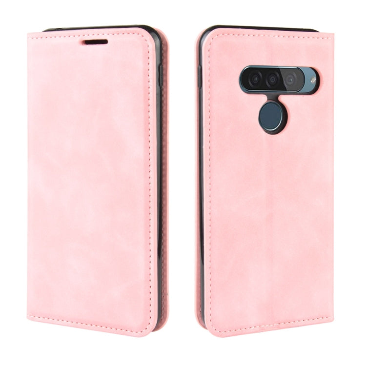 For LG G8S ThinQ Retro-skin Business Magnetic Suction Leather Case with Holder & Card Slots & Wallet