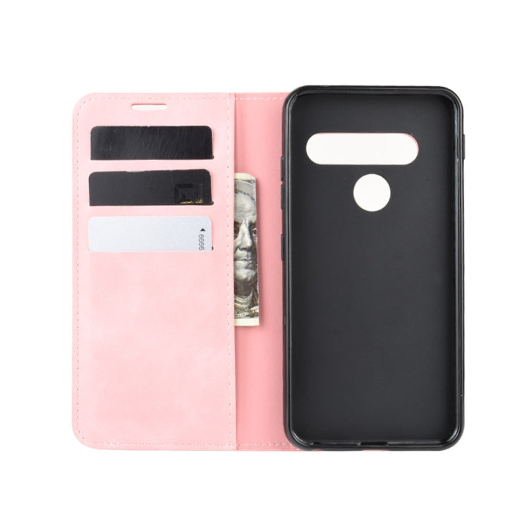 For LG G8S ThinQ Retro-skin Business Magnetic Suction Leather Case with Holder & Card Slots & Wallet