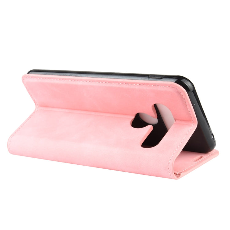 For LG G8S ThinQ Retro-skin Business Magnetic Suction Leather Case with Holder & Card Slots & Wallet