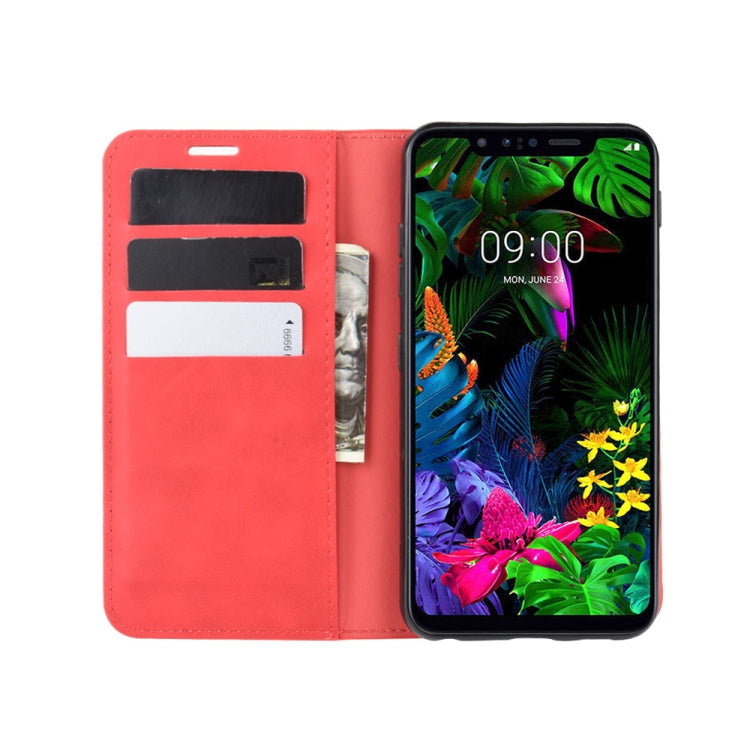 For LG G8S ThinQ Retro-skin Business Magnetic Suction Leather Case with Holder & Card Slots & Wallet