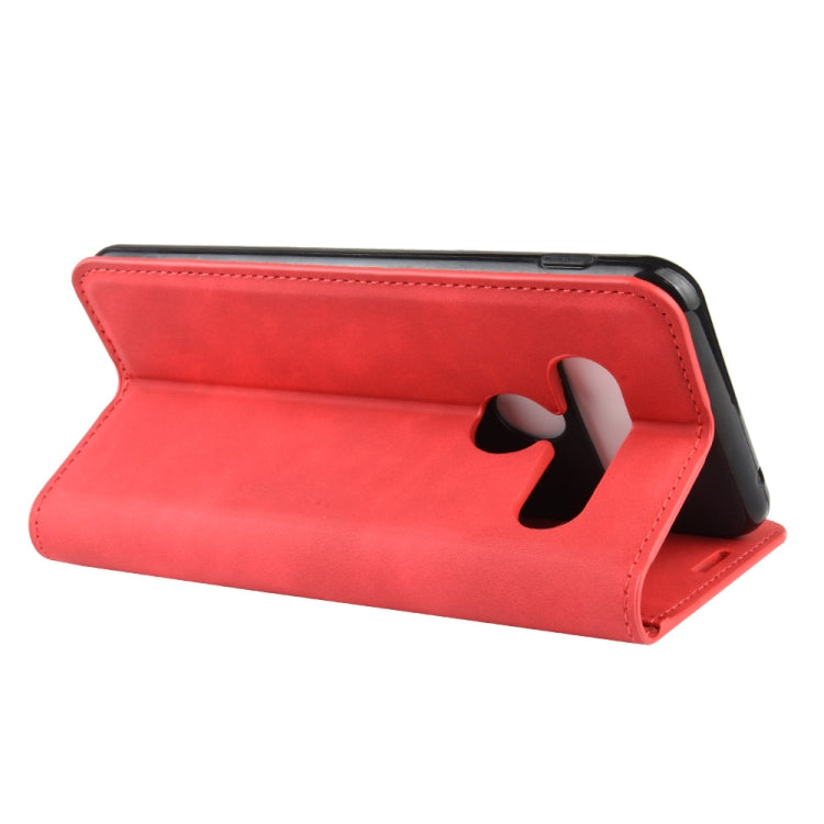 For LG G8S ThinQ Retro-skin Business Magnetic Suction Leather Case with Holder & Card Slots & Wallet