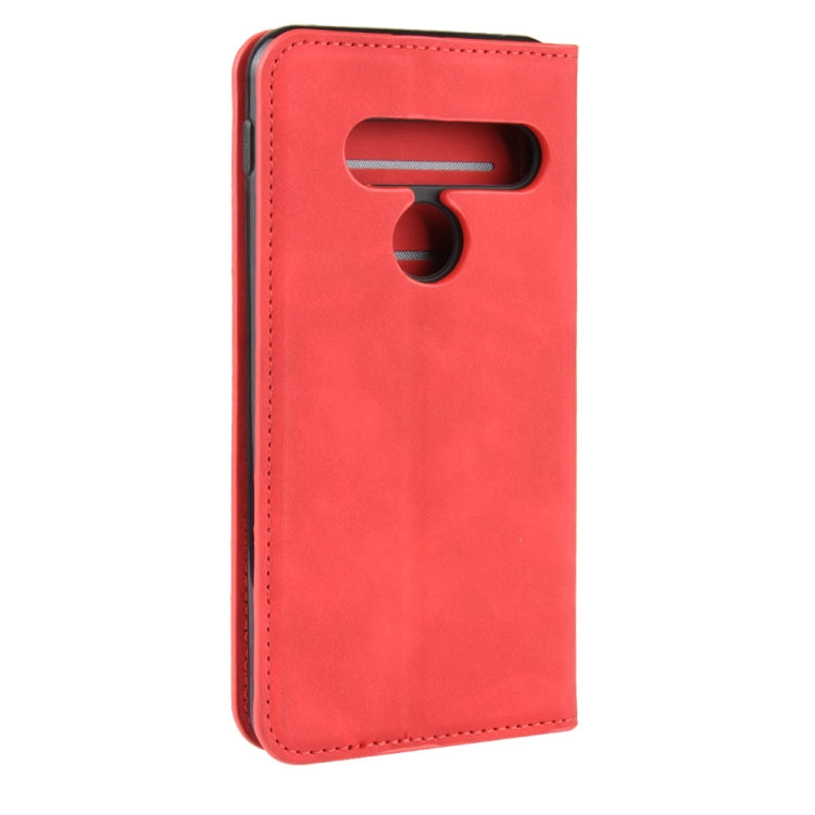 For LG G8S ThinQ Retro-skin Business Magnetic Suction Leather Case with Holder & Card Slots & Wallet